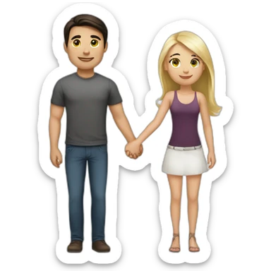 pretty blonde woman holding hands with handsome dark-haired man sticker