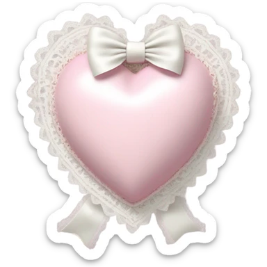 rococo Pastel pink heart with white bow with lace and frills  sticker