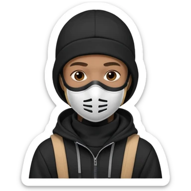 skier with black goggles hoodie and face mask looking stylish like an underground rapper. I said mask pls no face showing  sticker