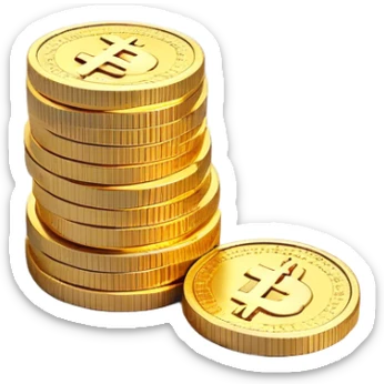 Clash of Clans aesthetic: Cinematic Playful Pixel 3D Coin Stack Emoji, rendered in a 3D vector-style similar to standard emojis with minimal shading and bold, simplified shapes. A compact, distinct form with signature details, softly glowing with a pixelated adventure charm. Simplified yet unmistakably iconic, highly detailed and consistent, glowing with a soft radiance and high shine. Stylized with a touch of classic pixel-art charm and a soft glowing outline, capturing the essence of a beloved gaming relic with a friendly, playful manner! sticker