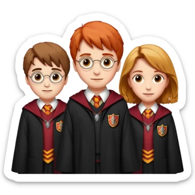 harry potter, ronald weasley and hermione granger in gryfinndor uniform sticker