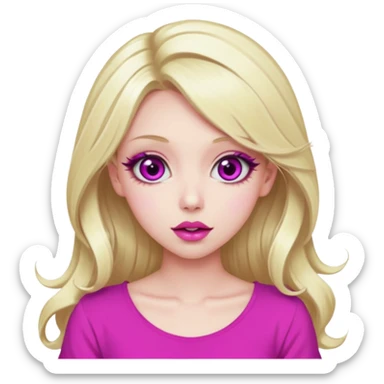 blonde girl, hypnotized eyes, magenta spiral pupils, big pink lips, bimbo, pink top, diva, gyaru, long hair  sticker