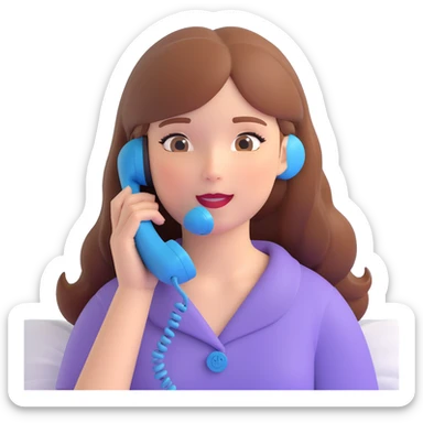 girl talking on phone bedroom background, close up pose sticker