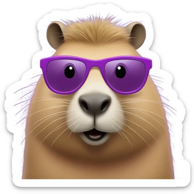 capybara with purple tutu, pink sunglasses, and red lipstick sticker