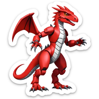  Cool Edgy Red Digimon-Fakemon-Guilmon-Velociraptor-Dragon-Mecha full body  sticker