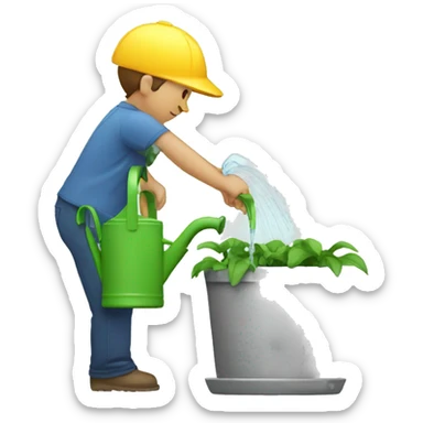 Person watering a lower-case a sticker