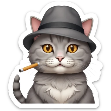 Cat smoking with a hat sticker