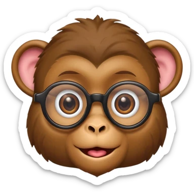 playful monkey emoji with big rolling eyes and nerdy glasses, fusing all three emojis sticker