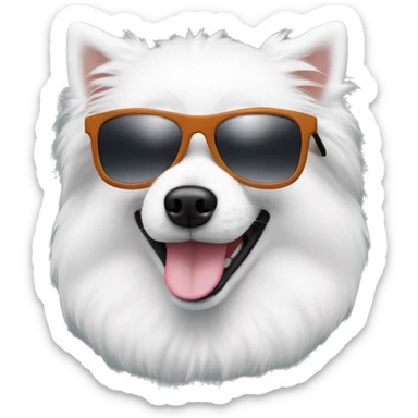 Japanese spitz dog with sunglasses sticker