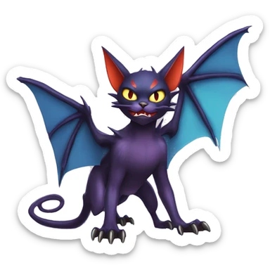 Cool Edgy Bat-Cat-Noivern-Noibat-Litten-Pokémon-Fakémon-hybrid sticker