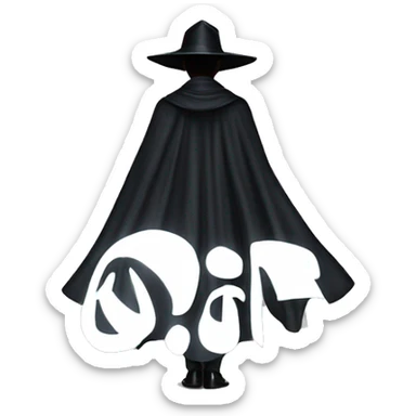 back profile of black magician, cape that says Dior, text Dior on the cape sticker