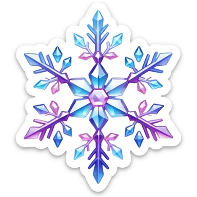 Gradient iridescent Pastel Pink violet blue white crystal snowflake  sticker