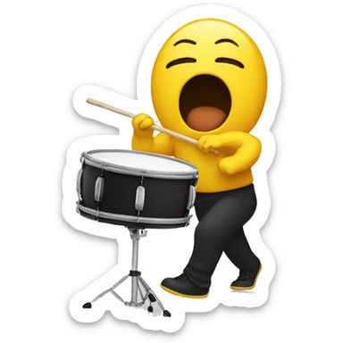 Yellow crying out loud emoji playing the drum sticker