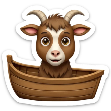 a frightened goat in a boat sticker