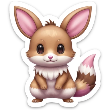Kawaii Shiny Colorful Pastel Minccino-Furret-Eevee-fusion Full Body sticker