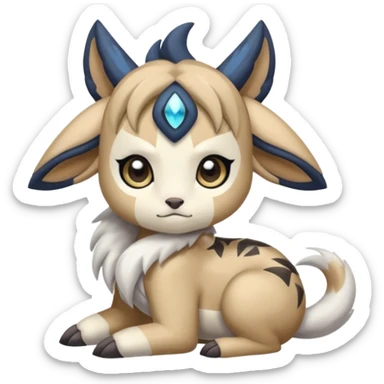 Animalistic kawaii chibi sleepy happy glad somber mongral Meloetta-Absol-Zekrom-Gatomon-Pteromon-hybrid sticker