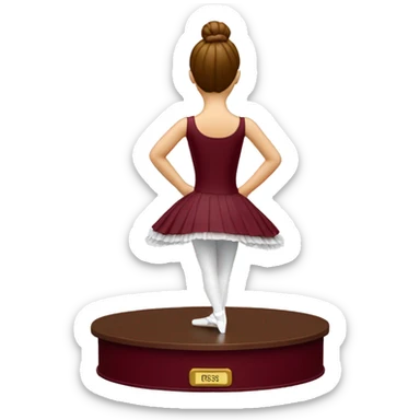 burgundy music box with white ballerina standing back sticker