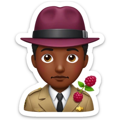 A raspberry which is like detective sticker