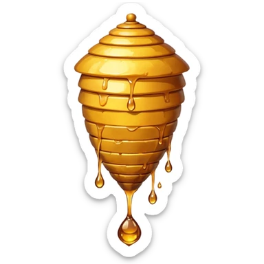 A hanging beehive dripping golden honey from its base. sticker