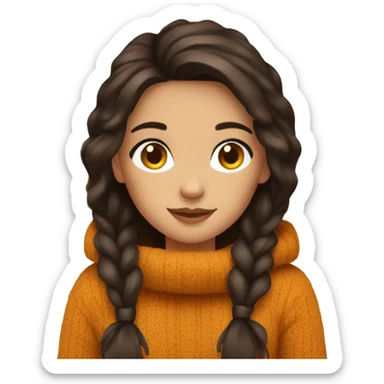 Brunette girl cozy autumn vibe sticker