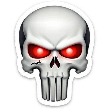 Punisher skull with glowing red eyes sticker
