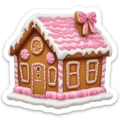 Gingerbread house with a pink bow  sticker