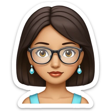 Sparkling princess with dark brown hair , olive skin and glasses  sticker