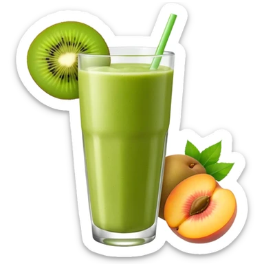 smoothie with peaches and green kiwi sticker