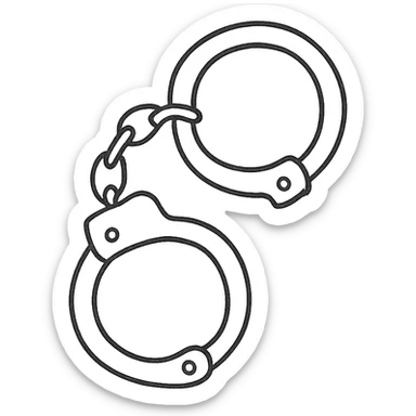 handcuff, sketchy look, hand drawn icon with no fill sticker