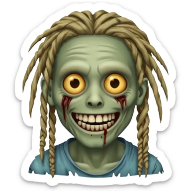 zombie with dreads with braces smiling  sticker