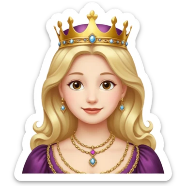 A younger Victorian queen with rosy cheeks, ornate jewelry, and gentle smile.
 sticker