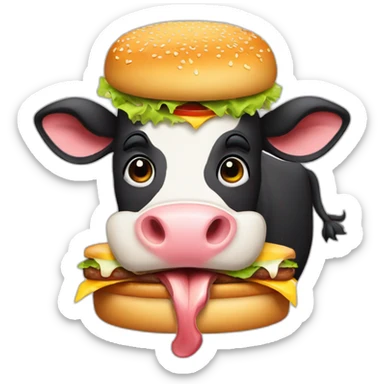 Cow eating burger sticker