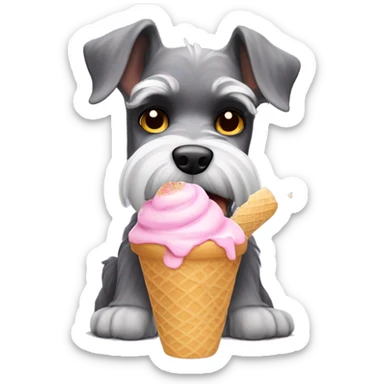 Mini schnauzer eating icecream  sticker