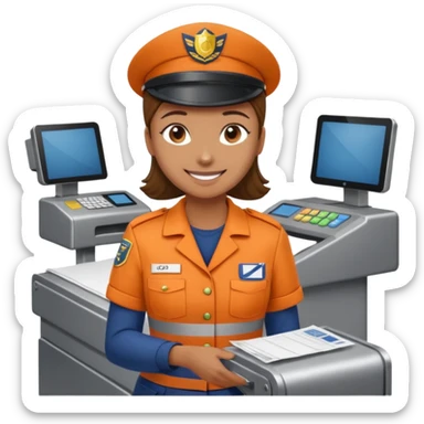 sorting clerk at conveyor  in postal crew sticker