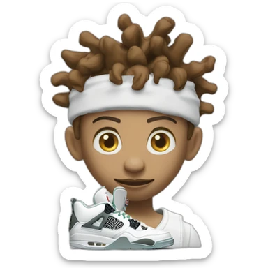 Nle choppa head with jordan 4 sneakers on his face sticker