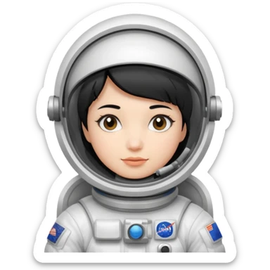 Young, female, astronaut suit, short black hair, white skin
 sticker