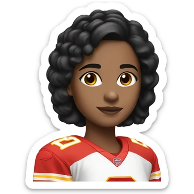 Girl with blue eyes and black hair in chiefs jersey  sticker