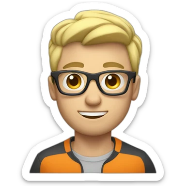 Skinny blonde guy in glasses lifting weights sticker