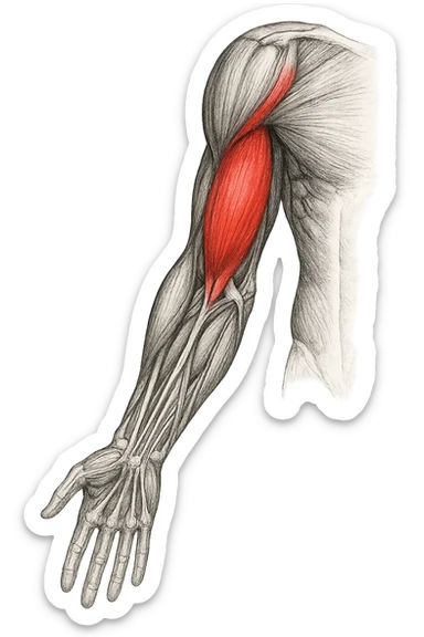 tricipite visto anatomicamente , colora solo il tricipite, il resto fallo in bianco e nero sticker