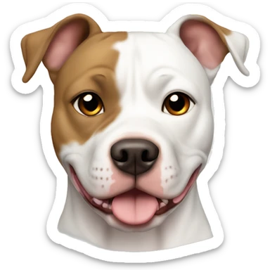 White American Staffordshire terrier with light brown patches by only her right ear  sticker