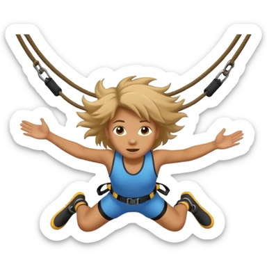 bungee jumping face only with hair flying sticker