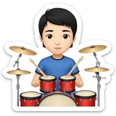 niño trigueño de cabello negro tocando la batería  sticker