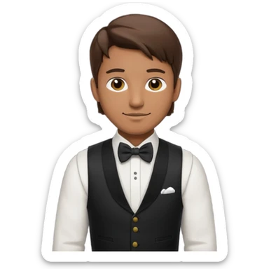a bartender man with bow tie and vest, having brown hair















 sticker