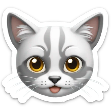 Gato blanco con dos manchas grises en la cara  sticker
