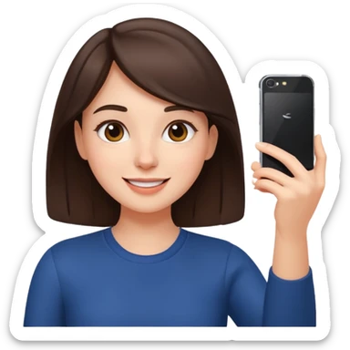happy and energetic Brunette Girl taking selfie with her phone sticker