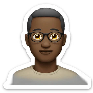 Lights skin African man with short hair in round glasses and a noticeable goatte sticker