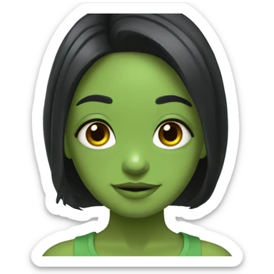 Frog mixed with white human girl with black hair sticker