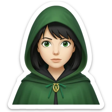 claudia winkleman as a traitor with a green cloak sticker