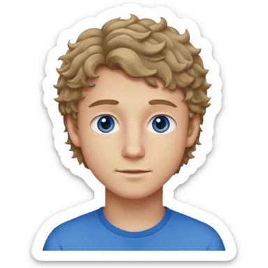 20 year old boy with slightly curly dark blonde hair and blue eyes with 20 year old girl with brown hair and blue eyes (girl is brunette (straight hair), boy is blonde.) BLONDE BOY sticker