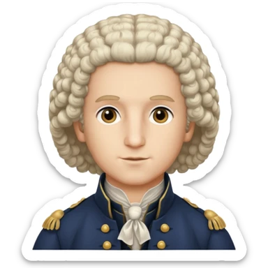 young george washington with curly wig sticker
